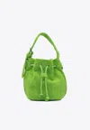Tory Burch Textured Fabric Shoulder Bags With Adjustable Strap In Green
