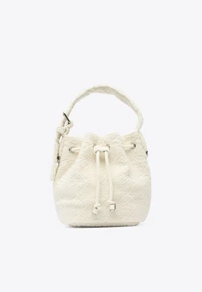 Tory Burch Mini T Monogram Terry Bucket Bag In White