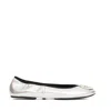 Tory Burch Silver Colored Ballerinas With Logo Plaque On The Front And Elasticated Design In Leather Woman In Silver