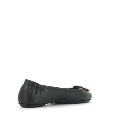 Tory Burch Mini Travel Ballet Flats With Metal Logo In Black