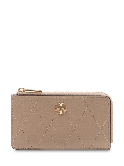 Tory Burch Mini Zip Cardcase In Soft Cement