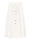 Tory Burch Flared Button-up Midi Skirt In White