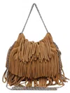 Tory Burch Fleming Small Brown Shoulder Bag With Chain Strap And Fringe Design In Suede Woman In Brown