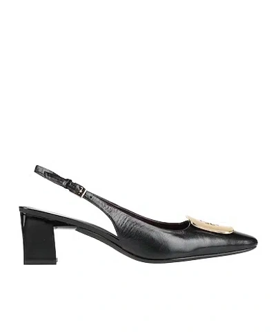 Tory Burch Minimal Leather Block Heel Mary Jane Shoes In Black