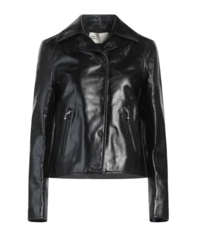 Tory Burch Minimalist Leather Jacket In Black