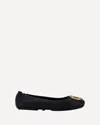 Tory Burch Logo-plaque Leather Ballet Flats In Black