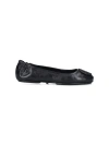 Tory Burch Logo-plaque Leather Ballerina Pumps In Black  