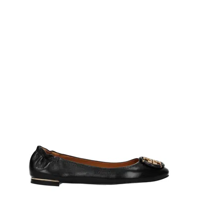 Tory Burch Minnie Ballet Flats Women's Black Leather
