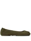 Tory Burch Suede Minnie Travel Ballet Flats In Green