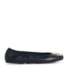 Tory Burch Logo-plaque Leather Ballet Flats In Black