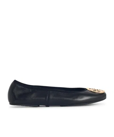Tory Burch 'minnie' Leather Ballet Flats In Black