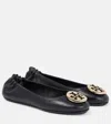 Tory Burch Claire Leather Ballet Flats In Perfect Black / Gold