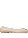 Tory Burch Minnie Pavé Leather Ballerina Shoes In Pink