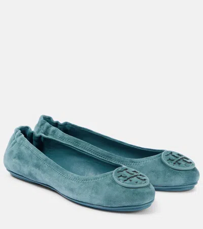 Tory Burch Minnie Suede Ballet Flats In Blue