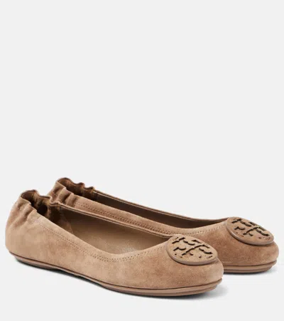 Tory Burch Minnie Suede Ballet Flats In River Rock