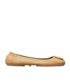 Tory Burch Suede Minnie Travel Ballet Flats In Nude
