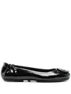 Tory Burch Minnie Travel Leather Ballet Flats In Black