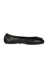 Tory Burch Logo-plaque Leather Ballerina Pumps In Black