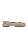 Tory Burch Minnie Travel Suede Ballet Flats In Nude