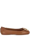 Tory Burch Minnie Travel Ballet With Metal Logo In Brown