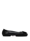 Tory Burch Logo-plaque Leather Ballerina Pumps In Black