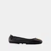 Tory Burch Claire Leather Ballet Flats In Black