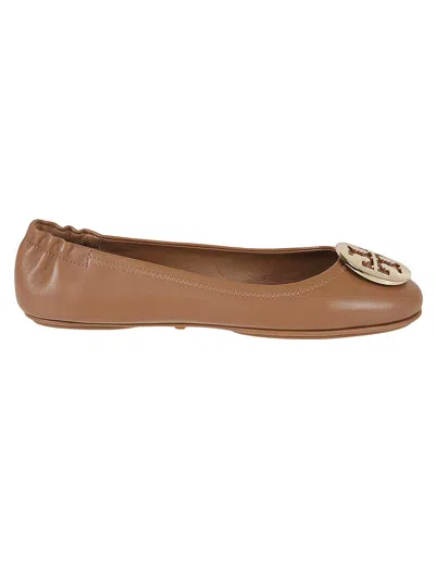 Tory Burch Minnie Travel Ballerinas In Royal Tan/gold