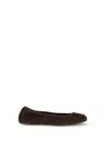 Tory Burch Suede Ballet Flats With Logo Embellishment In Brown