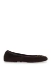 Tory Burch Suede Ballet Flats With Logo Embellishment In Brown