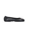 Tory Burch Minnie Travel Leather Ballet Flats In Black