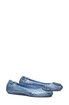 Tory Burch Minnie Travel Ballet Flat In Laguna Blue