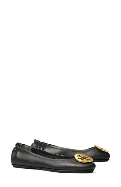 Tory Burch Minnie Travel Ballet Flat In Perfect Black/gold