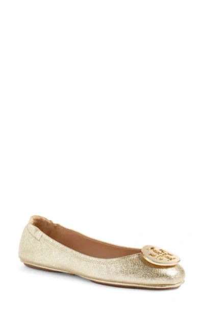 Tory Burch Minnie Travel Ballet Flat In Spark Gold