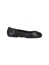 Tory Burch Logo-plaque Leather Ballerina Pumps In Black