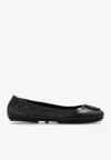 Tory Burch Logo-plaque Leather Ballerina Pumps In Black