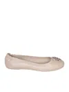 Tory Burch Leather Ballerinas Embellished Detail In Neutral
