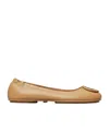 Tory Burch Suede Minnie Travel Ballet Flats In Nude