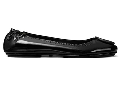 Pre-owned Tory Burch Minnie Travel Ballet Flats Patent (women's) Sneakers In Black