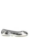 Tory Burch Mini Travel Metallic Leather Ballet Flats In Silver