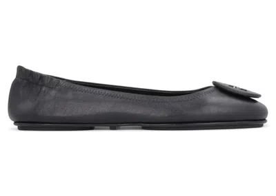 Pre-owned Tory Burch Minnie Travel Ballet Flats (women's) Sneakers In Perfect Black