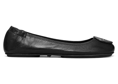 Pre-owned Tory Burch Minnie Travel Ballet Flats (women's) Sneakers In Perfect Black/jet