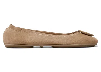 Pre-owned Tory Burch Minnie Travel Ballet Flats (women's) Sneakers In River Rock