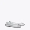 Tory Burch Minnie Travel Ballet In Silver/silver