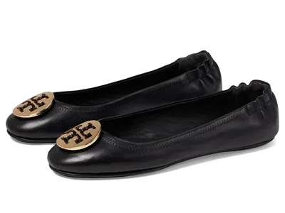 Tory Burch Leather Ballerinas With Metal Logo On The Front In Multi