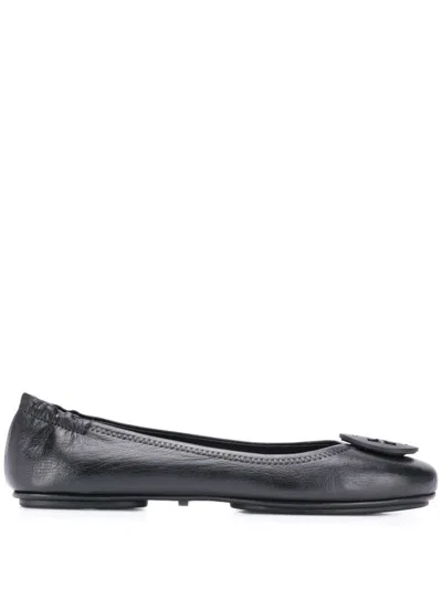 Tory Burch Minnie Travel Ballet With Logo In Black