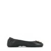 Tory Burch Minnie Travel Ballet With Metal Logo In Black