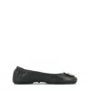 Tory Burch Minnie Travel Ballet With Metal Logo In Black