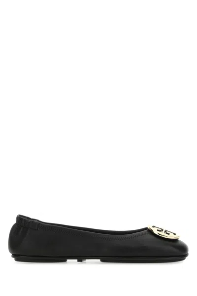 TORY BURCH TORY BURCH BLACK NAPPA LEATHER MINNIE BALLERINAS