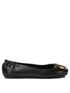 Tory Burch Minnie Travel Ballet With Metal Logo In Black
