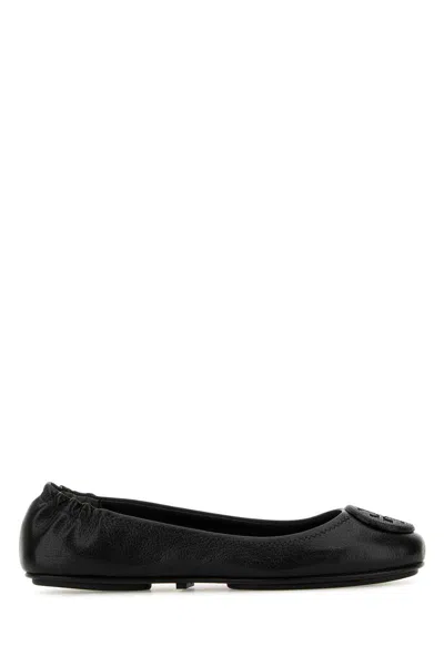 Tory Burch 'minnie Travel' Black Leather Ballet Flats